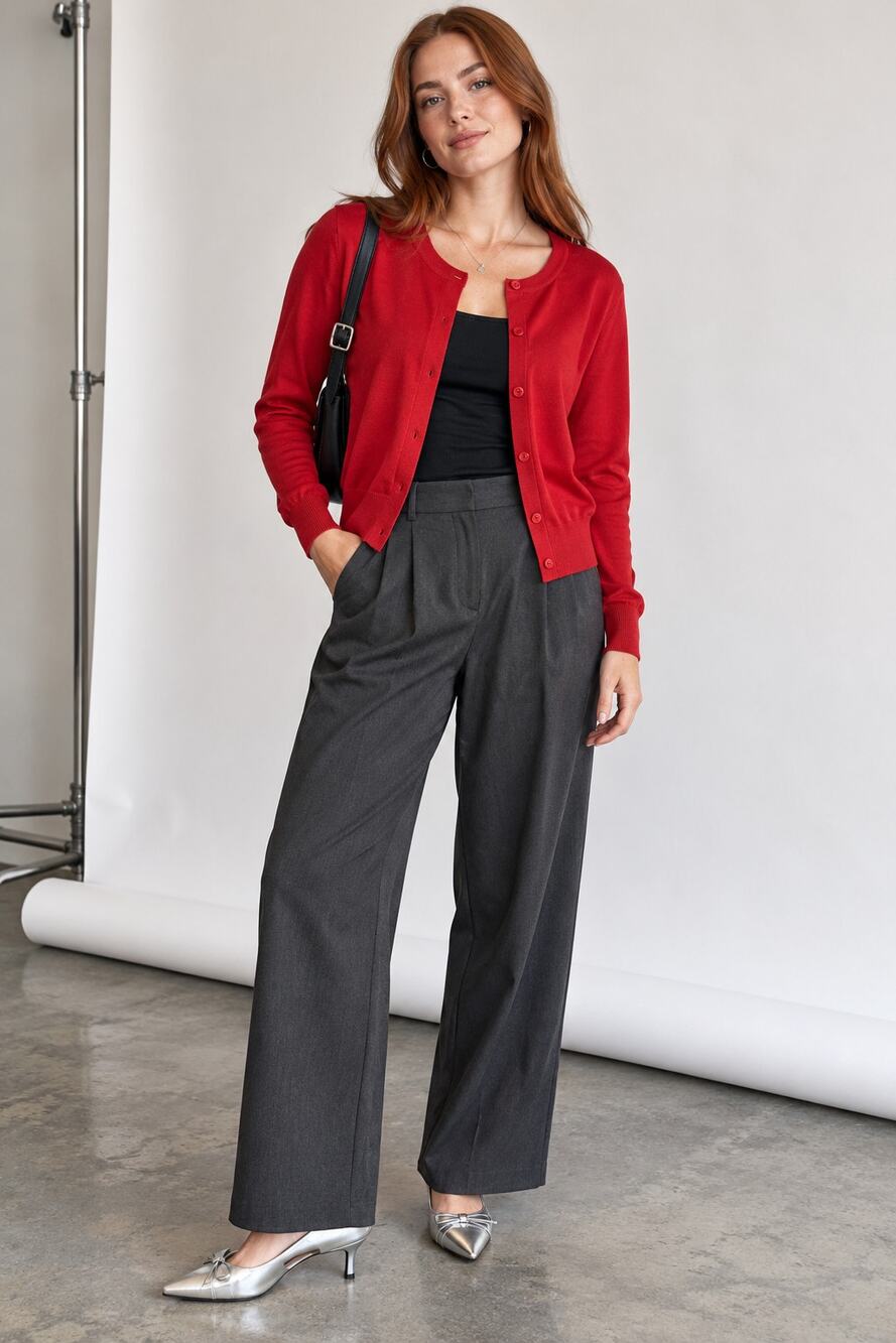 Time and Tru Red Button Front Cardigan Sweater Size M 8-10 NWT